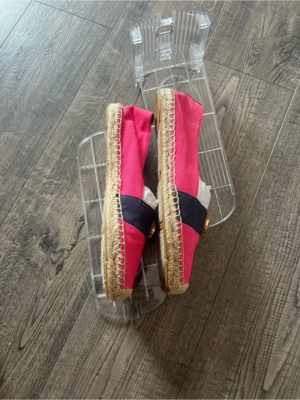 Tory Burch Hot Pink Canvas Espadrille Flat with Jute Insole